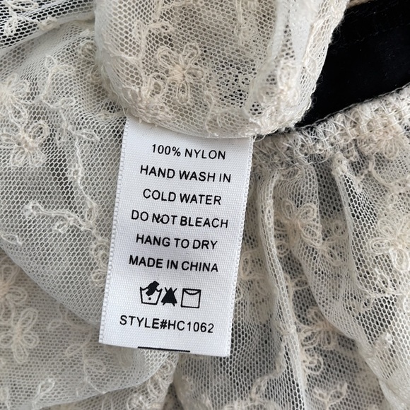 Ivory & Black Crochet & Lace Ruffle Peplum Blouse - Picture 9 of 11